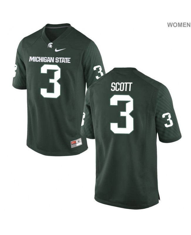 Women's Michigan State Spartans #3 LJ Scott NCAA Nike Authentic Green College Stitched Football Jersey UP41A36BX